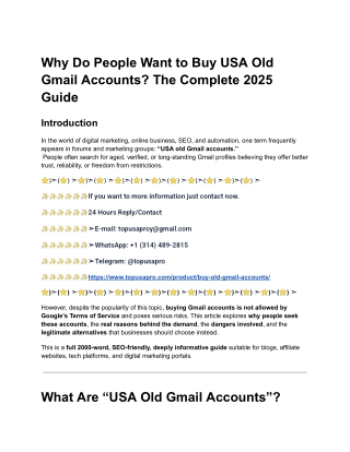 Why Do People Want to Buy USA Old Gmail Accounts