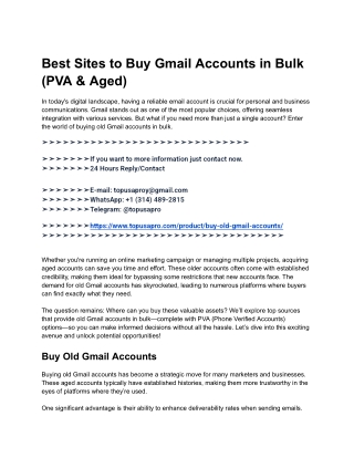Best Sites to Buy Gmail Accounts in Bulk (PVA & Aged)