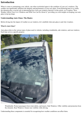 How Weather Affects Your Car’s Windows and What You Can Do About It