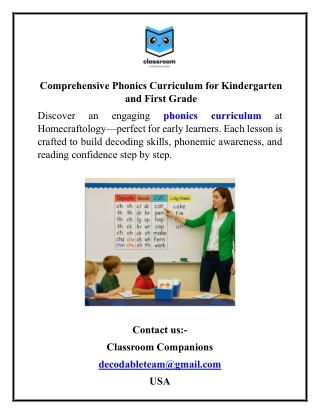 Comprehensive Phonics Curriculum for Kindergarten and First Grade