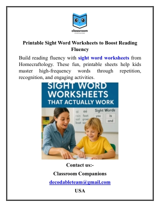Printable Sight Word Worksheets to Boost Reading Fluency