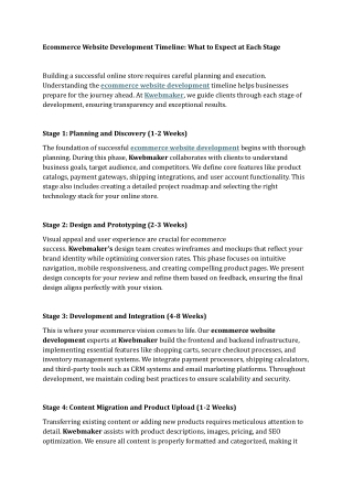 Ecommerce Website Development Timeline What to Expect at Each Stage