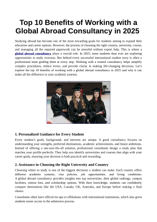 Top 10 Benefits of Working with a Global Abroad Consultancy in 2025