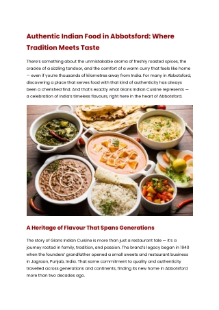 Authentic Indian Food in Abbotsford_ Where Tradition Meets Taste