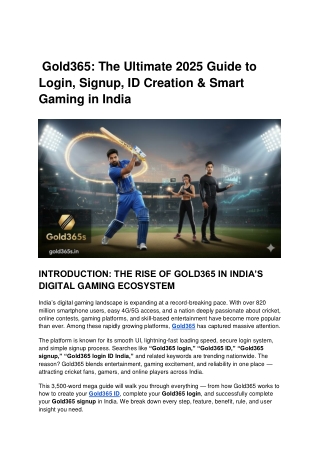 Gold365_ The Ultimate 2025 Guide to Login, Signup, ID Creation & Smart Gaming in India