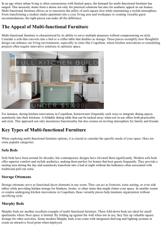 Exploring Multi-functional Furniture For Versatile Living Spaces.
