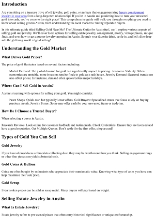 Selling Gold Near Me? The Ultimate Guide for Austinites!