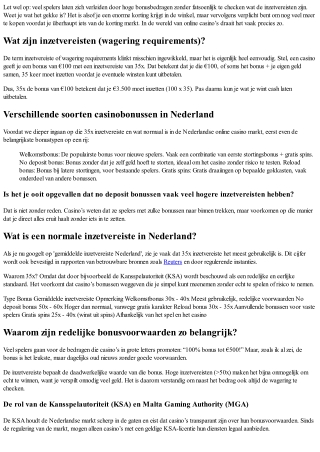 Wat is de gemiddelde inzetvereiste in Nederland?