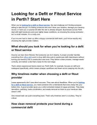 Looking for a Defit or Fitout Service in Perth Start Here
