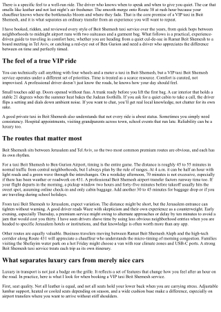 VIP Taxi Beit Shemesh: Luxury Cars and Professional Drivers