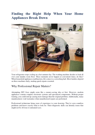 Finding the Right Help When Your Home Appliances Break Down