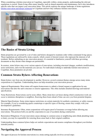 Understanding Strata Regulations for Your Kitchen Renovation in Coquitlam