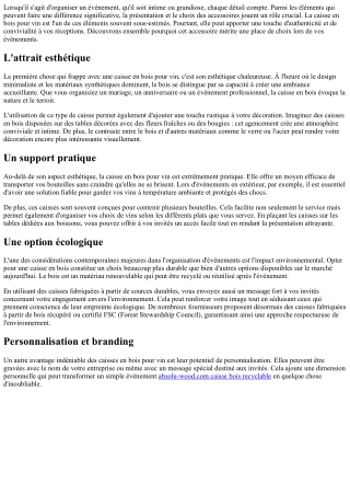 Pourquoi opter pour une caisse bois vin lors de vos événements ?
