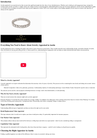 Everything You Need to Know About Jewelry Appraisal in Austin