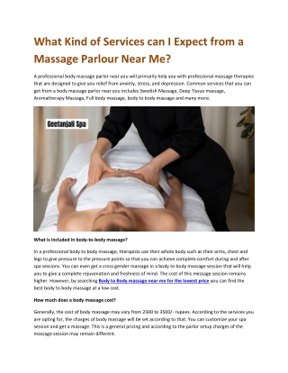 What Kind of Services can I Expect from a Massage Parlour Near Me