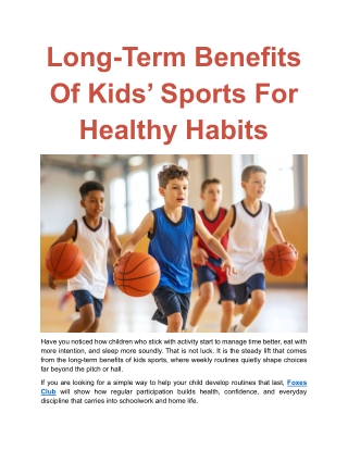 Long-Term Benefits Of Kids’ Sports For Healthy Habits