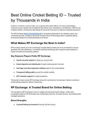 Best Online Cricket Betting ID – Trusted by Thousands in India