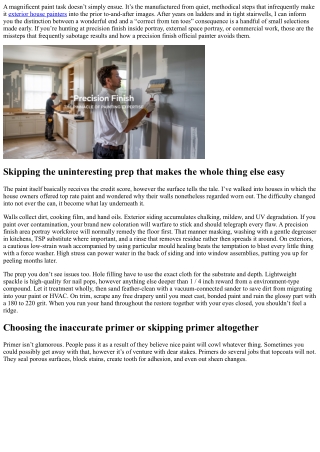 Precision Finish Professional Painter: Common Mistakes to Avoid