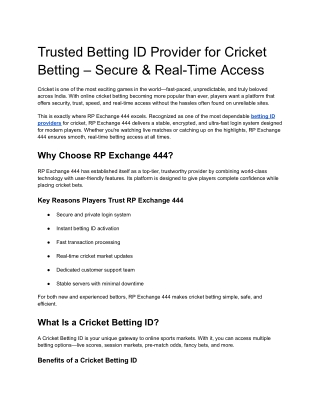 Trusted Betting ID Provider for Cricket Betting – Secure & Real-Time Access