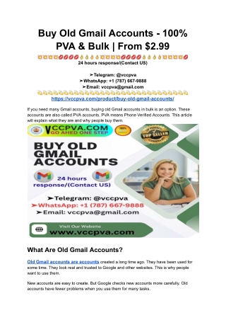 Buy Old Gmail Accounts - 100% PVA & Bulk _ From $2.99