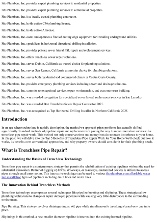 Top 5 Benefits of Trenchless Pipe Repair for Your Home