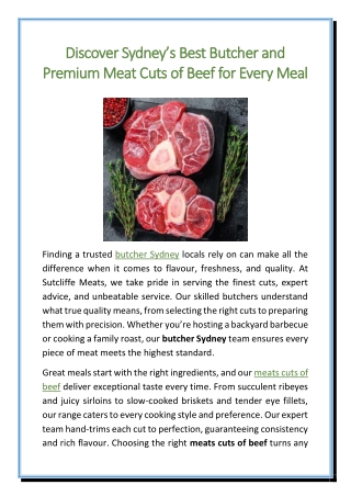 Discover Sydney’s Best Butcher and Premium Meat Cuts of Beef for Every Meal