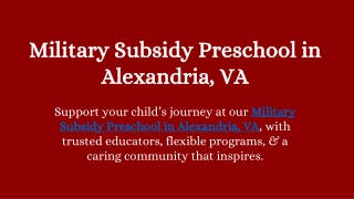 Military Subsidy Preschool in Alexandria, VA