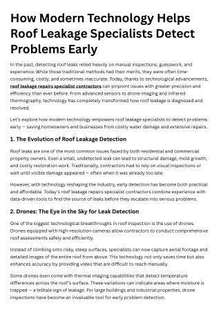 How Modern Technology Helps Roof Leakage Specialists Detect Problems Early