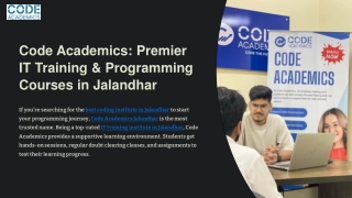 IT Training Institute in Jalandhar – Course Details PDF