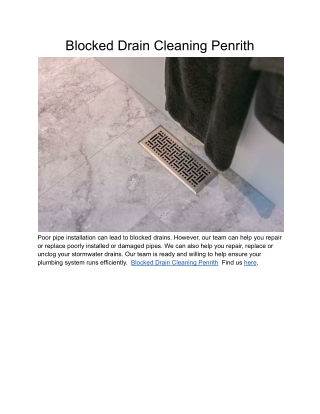 Blocked Drain Cleaning Penrith