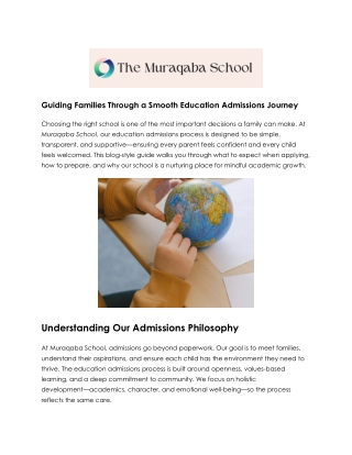 Your Guide to Muraqaba School Education Admissions