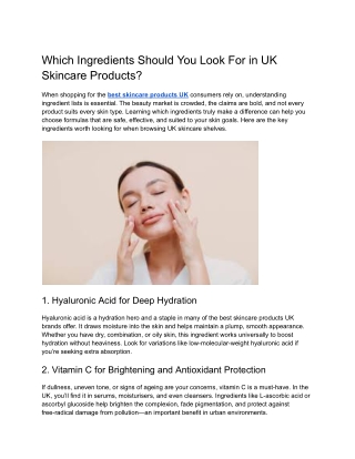 Which Ingredients Should You Look For in UK Skincare Products_