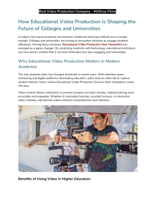 How Educational Video Production Is Shaping the Future of Colleges and Universities