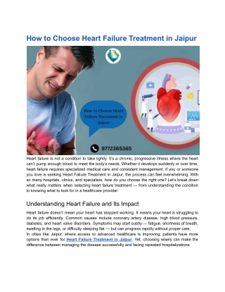 How to Choose Heart Failure Treatment in Jaipur