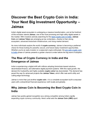 Best crypto coin in india - jaimax