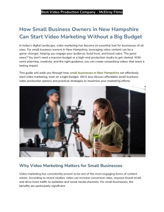 How Small Business Owners in New Hampshire Can Start Video Marketing Without a Big Budget
