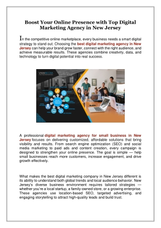 Boost Your Online Presence with Top Digital Marketing Agency in New Jersey