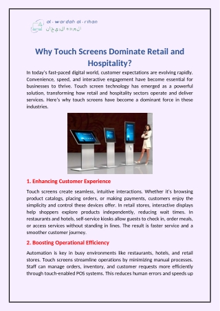 Why Touch Screens Dominate Retail and Hospitality?