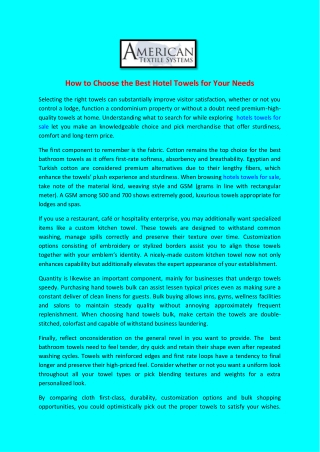 How to Choose the Best Hotel Towels for Your Needs