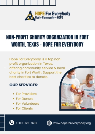 Local Charity Organizations Fort Worth | Hope for Everybody