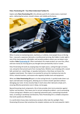 Palco Penetrating Oil – Your Most Underrated Toolbox Fix