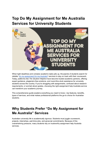 Top Do My Assignment for Me Australia Services for University Students