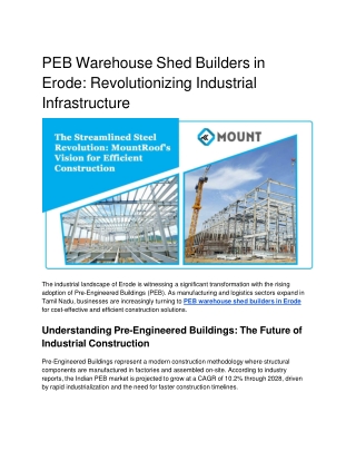 PEB Warehouse Shed Builders in Erode_ Revolutionizing Industrial Infrastructure