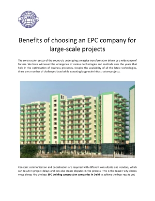 Benefits of Choosing an Epc Company for Large-Scale Projects