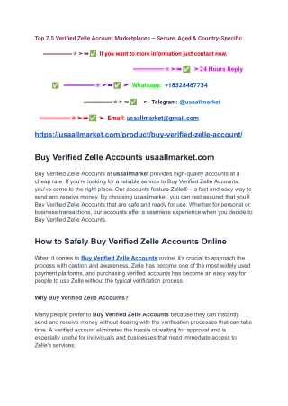 Top 7.5 Verified Zelle Account Marketplaces – Secure, Aged & Country-Specific