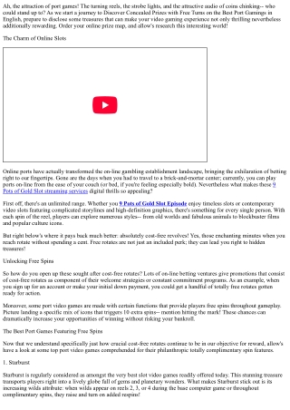 Discover Hidden Treasures with Free Spins on the very best Slot Games