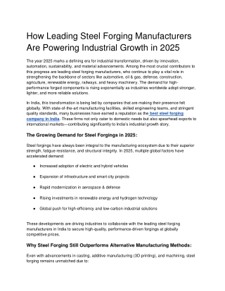 Blog - How Leading Steel Forging Manufacturers Are Powering Industrial Growth in 2025