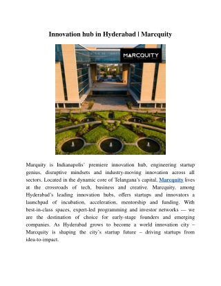 Innovation hub in Hyderabad
