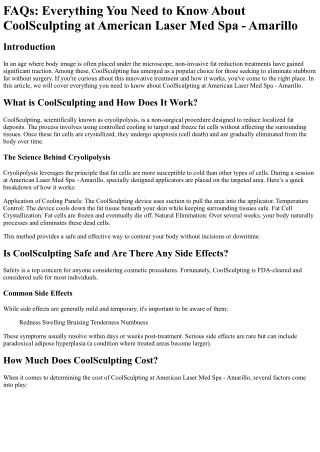 FAQs Everything You Need to Know About CoolSculpting at American Laser Med Spa -