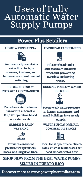 Discover Uses of Fully Automatic Water Supply Pumps in Puerto Rico